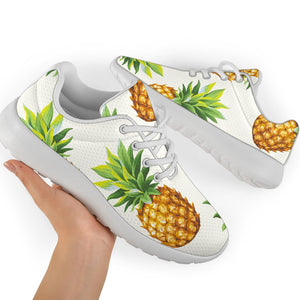 White Pineapple Pattern Print Sport Shoes GearFrost