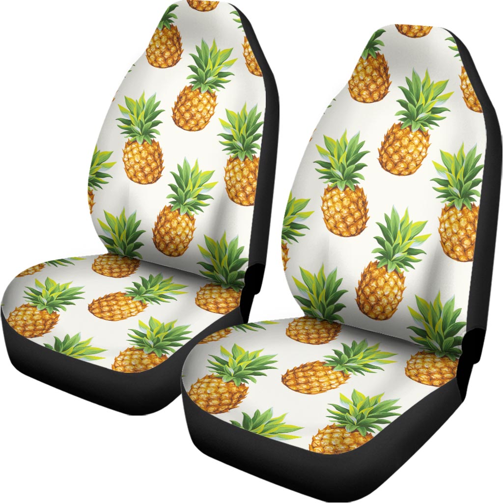 White Pineapple Pattern Print Universal Fit Car Seat Covers