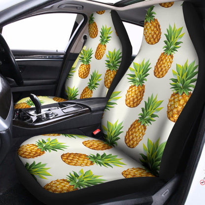 White Pineapple Pattern Print Universal Fit Car Seat Covers