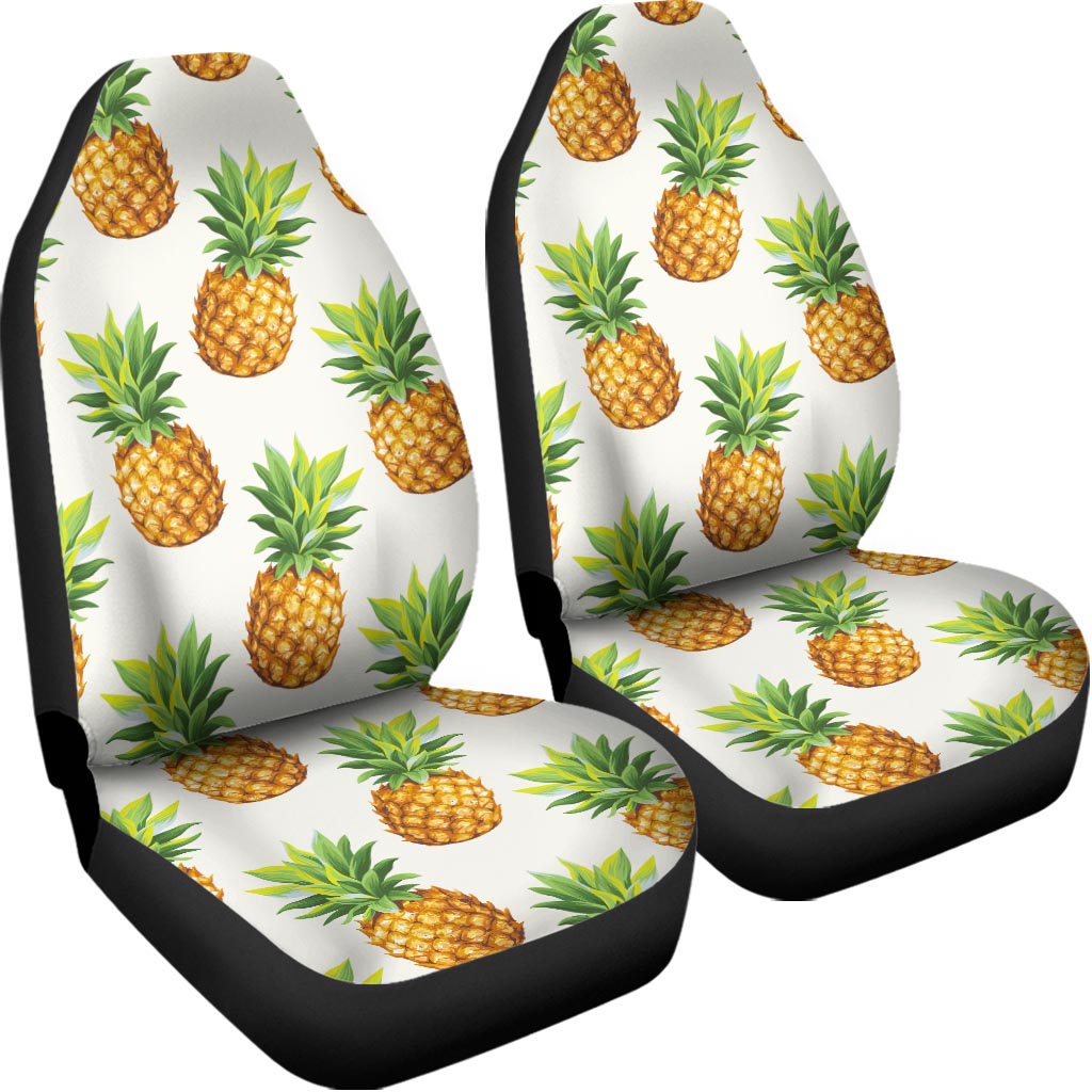 White Pineapple Pattern Print Universal Fit Car Seat Covers