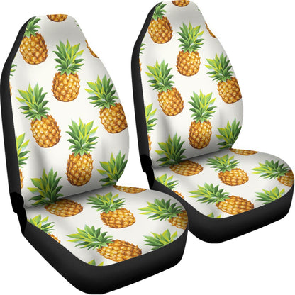 White Pineapple Pattern Print Universal Fit Car Seat Covers