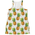 White Pineapple Pattern Print Women's Racerback Tank Top