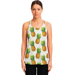 White Pineapple Pattern Print Women's Racerback Tank Top