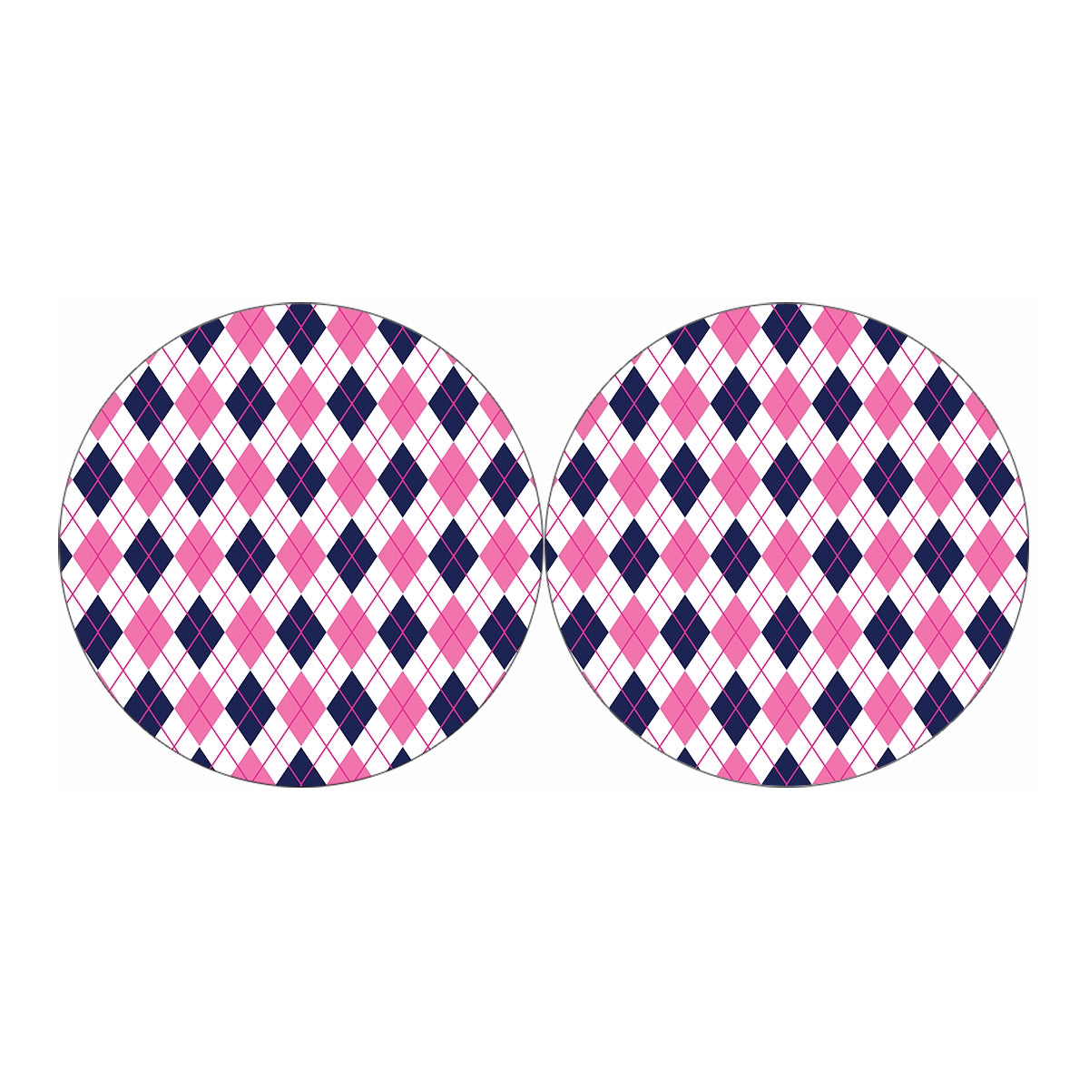 White Pink And Blue Argyle Pattern Print Car Coasters