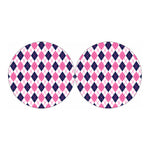White Pink And Blue Argyle Pattern Print Car Coasters