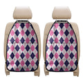 White Pink And Blue Argyle Pattern Print Car Seat Organizers