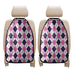 White Pink And Blue Argyle Pattern Print Car Seat Organizers
