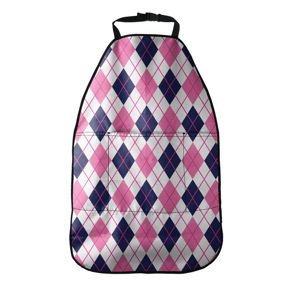 White Pink And Blue Argyle Pattern Print Car Seat Organizers