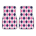 White Pink And Blue Argyle Pattern Print Front Car Floor Mats