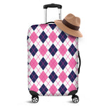 White Pink And Blue Argyle Pattern Print Luggage Cover