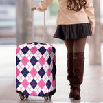 White Pink And Blue Argyle Pattern Print Luggage Cover