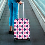 White Pink And Blue Argyle Pattern Print Luggage Cover