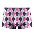 White Pink And Blue Argyle Pattern Print Men's Boxer Briefs
