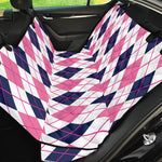 White Pink And Blue Argyle Pattern Print Pet Car Back Seat Cover