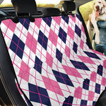 White Pink And Blue Argyle Pattern Print Pet Car Back Seat Cover