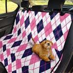 White Pink And Blue Argyle Pattern Print Pet Car Back Seat Cover