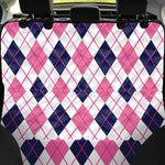 White Pink And Blue Argyle Pattern Print Pet Car Back Seat Cover