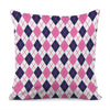 White Pink And Blue Argyle Pattern Print Pillow Cover