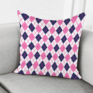 White Pink And Blue Argyle Pattern Print Pillow Cover