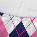 White Pink And Blue Argyle Pattern Print Sofa Cover