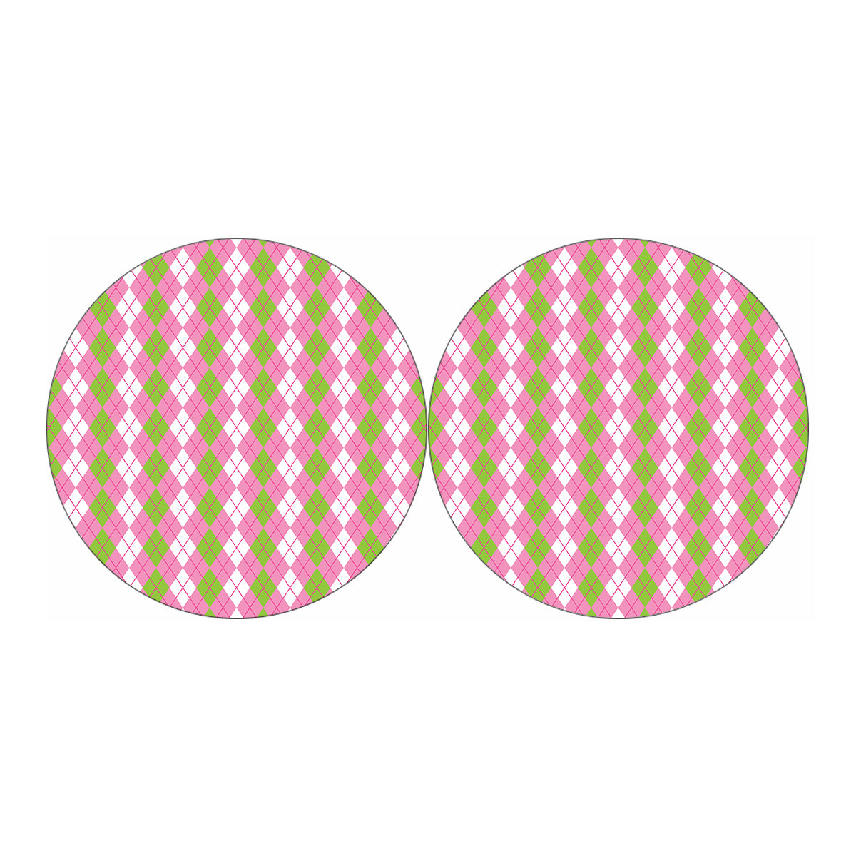 White Pink And Green Argyle Print Car Coasters
