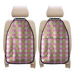White Pink And Green Argyle Print Car Seat Organizers