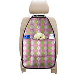 White Pink And Green Argyle Print Car Seat Organizers