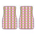 White Pink And Green Argyle Print Front Car Floor Mats