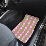 White Pink And Green Argyle Print Front Car Floor Mats