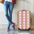 White Pink And Green Argyle Print Luggage Cover