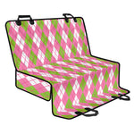 White Pink And Green Argyle Print Pet Car Back Seat Cover