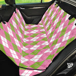 White Pink And Green Argyle Print Pet Car Back Seat Cover
