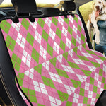 White Pink And Green Argyle Print Pet Car Back Seat Cover
