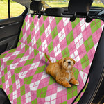 White Pink And Green Argyle Print Pet Car Back Seat Cover