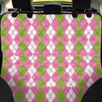White Pink And Green Argyle Print Pet Car Back Seat Cover