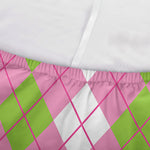 White Pink And Green Argyle Print Sofa Cover