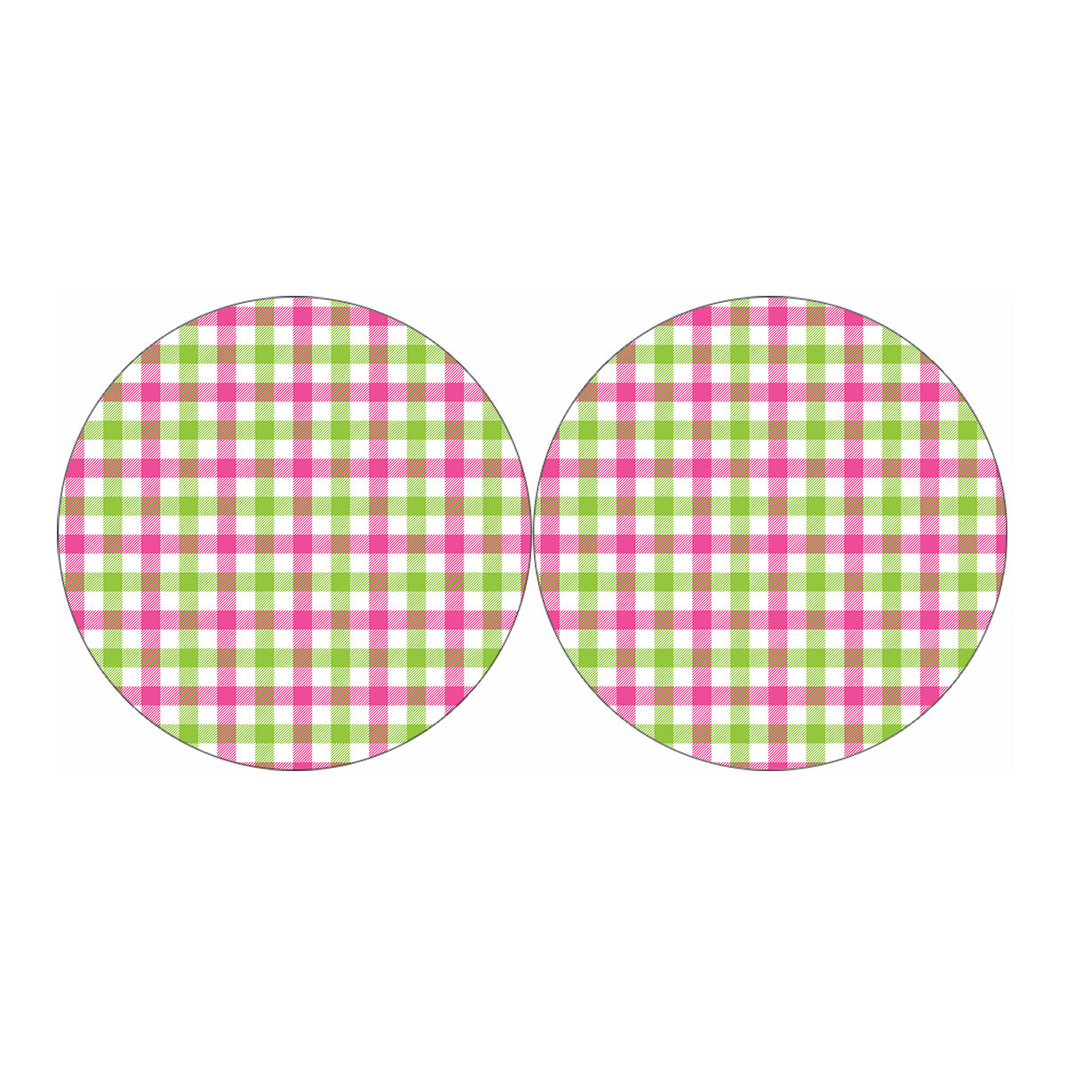 White Pink And Green Buffalo Plaid Print Car Coasters