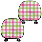 White Pink And Green Buffalo Plaid Print Car Headrest Covers