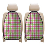 White Pink And Green Buffalo Plaid Print Car Seat Organizers