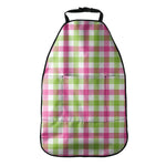 White Pink And Green Buffalo Plaid Print Car Seat Organizers