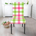 White Pink And Green Buffalo Plaid Print Dining Chair Slipcover