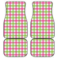 White Pink And Green Buffalo Plaid Print Front and Back Car Floor Mats
