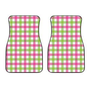 White Pink And Green Buffalo Plaid Print Front Car Floor Mats