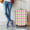 White Pink And Green Buffalo Plaid Print Luggage Cover