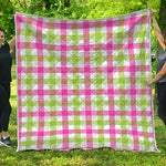 White Pink And Green Buffalo Plaid Print Quilt