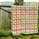 White Pink And Green Buffalo Plaid Print Quilt