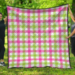 White Pink And Green Buffalo Plaid Print Quilt