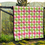 White Pink And Green Buffalo Plaid Print Quilt