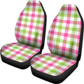 White Pink And Green Buffalo Plaid Print Universal Fit Car Seat Covers