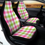 White Pink And Green Buffalo Plaid Print Universal Fit Car Seat Covers